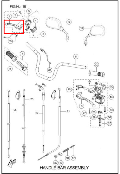 Manigueta de Freno SPORT 100 Tvs Original