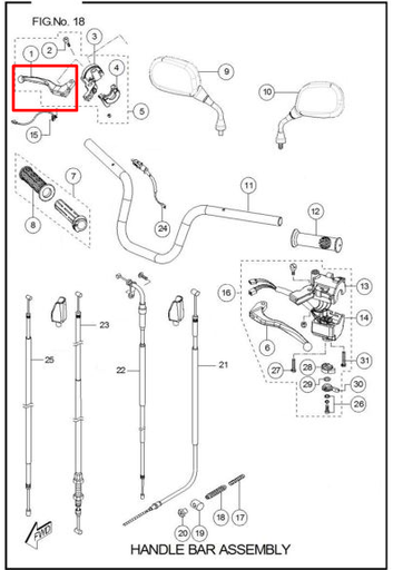 Manigueta de Freno SPORT 100 Tvs Original