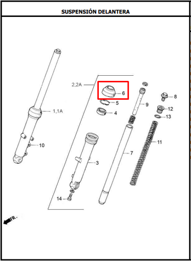 Guardapolvo de  Telescopio AK 125S/Sl - NKD 125 Akt Original