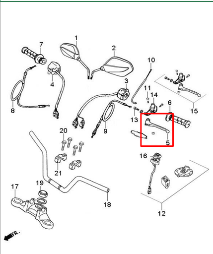 Manigueta Izquierda AK 125/Sl Akt Original
