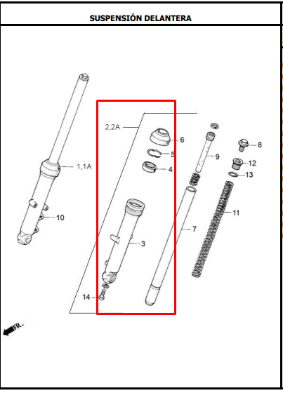 Suspensión Delantera Izquierda AK 125 Akt Original