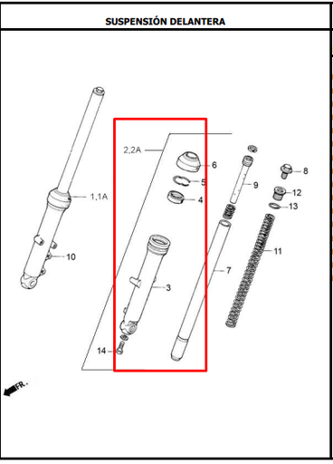 Suspensión Delantera Izquierda AK 125 Akt Original