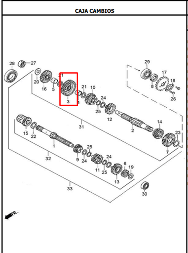 Piñon de Primera Eje de Salida (37 Dientes) AK 125SLR - NKD-R 125 - TTR 125 Akt Original
