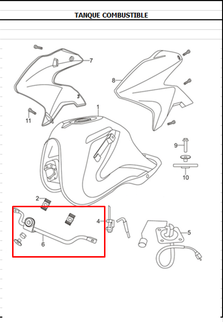 Soporte para Aletas de Tanque TTR 180 - TTX 180 Akt Original