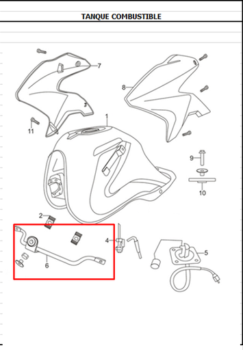 Soporte para Aletas de Tanque TTR 180 - TTX 180 Akt Original