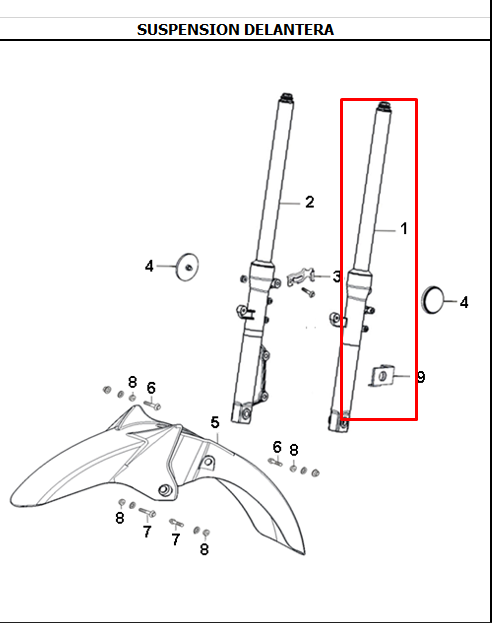 Suspension Delantera Izquierda EVO 125 R3 - EVO 150 R3 Akt Original