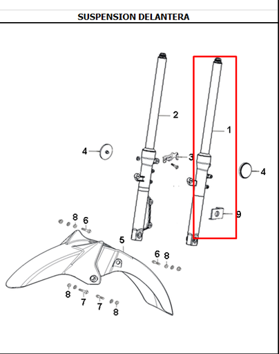 Suspension Delantera Izquierda EVO 125 R3 - EVO 150 R3 Akt Original