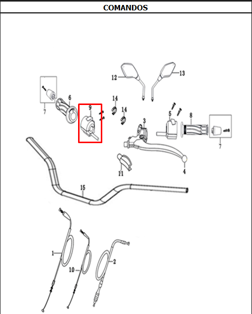 Comando Derecho CR5 - EVO 125 R3 - EVO 150 R3 Akt Original