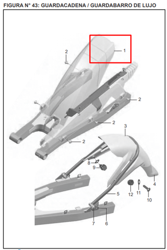 Guardabarros Trasero Discover 125 St Bajaj Original (Interno)