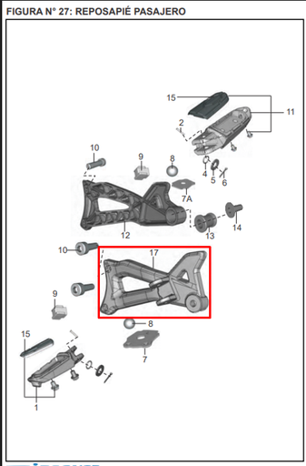 Soporte Reposapie Discover 125St Bajaj Original (Trasero Izquierdo)