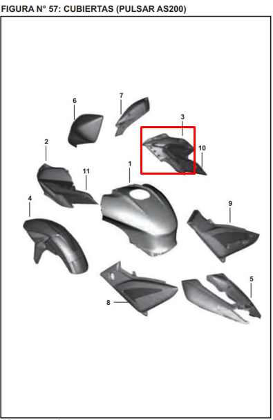 Cubierta Derecha de Tanque Pulsar 160/200 As Bajaj Original