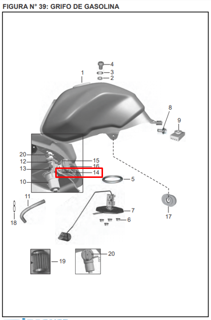 Pin Perilla Llave de Gasolina Discover 125 ST Bajaj Original