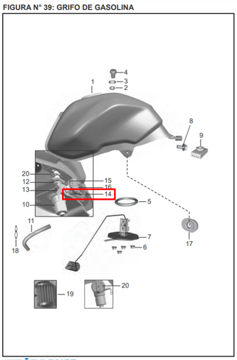 Pin Perilla Llave de Gasolina Discover 125 ST Bajaj Original