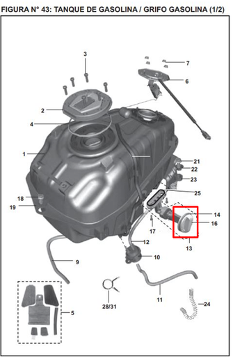 PERILLA LLAVES GAS 200 NS ORIGINAL