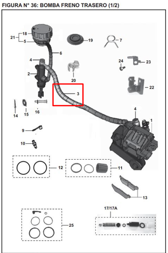 MANGUERA FRENO RR PULSAR 200 NS ORIGINAL