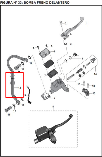 Manguera de Freno Delantero PULSAR 200 NS Bajaj Original