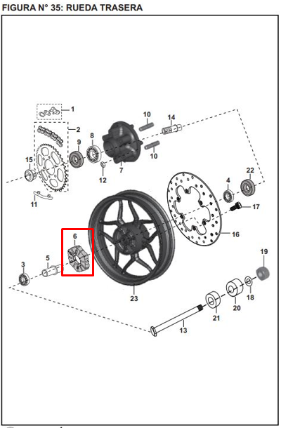 Cauchos de Sprocket  Pulsar 200 Ns - Pulsar 180 (6 Huecos) Bajaj Original