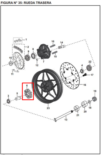 Cauchos de Sprocket  Pulsar 200 Ns - Pulsar 180 (6 Huecos) Bajaj Original