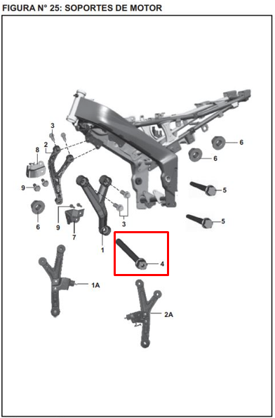 Tornillo Soporte de Motor Pulsar 200 Ns Bajaj Original
