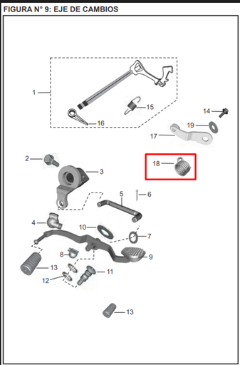 Resorte Leva de Cambios de Discover 100 Bajaj Original