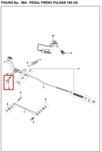 Tornillo Pedal de Freno Pulsar 135/180Ug Bajaj Original
