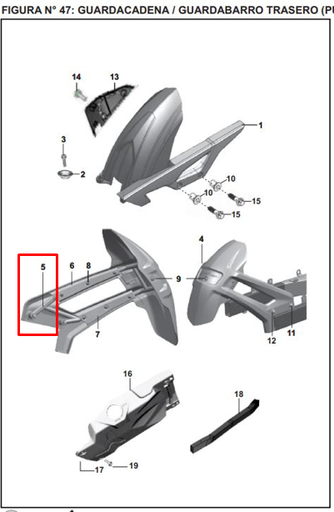 Soporte de Guardabarros PULSAR 200 NS Bajaj Original (Trasero Inferior)