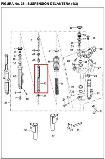 Barra de Suspension Delantera Pulsar 180 Ug/220 S/F Bajaj Original