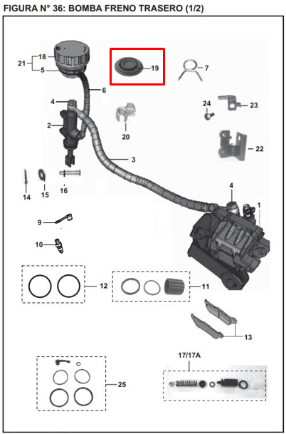 DIAFRAGMA BOMBA FRENO RR 200NS/220 ORIGINAL