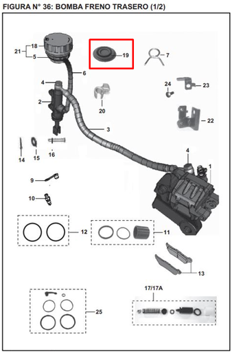 DIAFRAGMA BOMBA FRENO RR 200NS/220 ORIGINAL