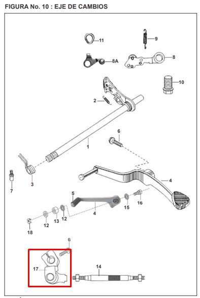Leva Eje de Cambios Externa Pulsar 200 Bajaj Original