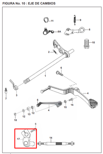 Leva Eje de Cambios Externa Pulsar 200 Bajaj Original
