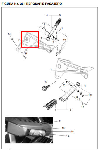 Soporte Reposapie Pulsar 180 Ug Bs4 Bajaj Original (derecho)