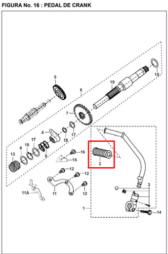 Caucho Pedal de Crank Boxer 100 - Discover Bajaj Original
