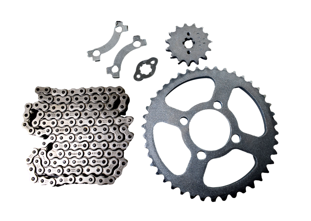 Kit Arrastre Discover 100 Generico Global Steel Chino (13/42 Dientes - Paso 420) GENERICO