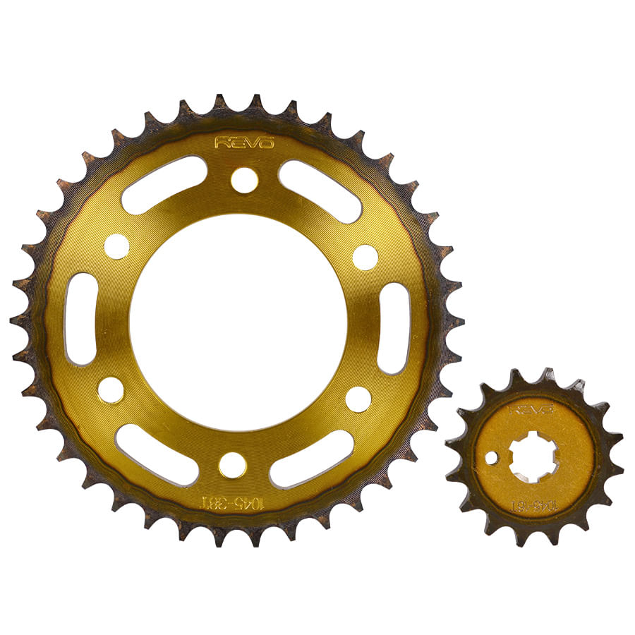 Kit Sprocket Racing 16X38 6H (428) FZ 16, FZ 2.0 (Freno de Banda Trasero) Revo Termico KitX2