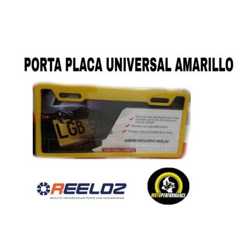 Porta placa reeloz amarillo