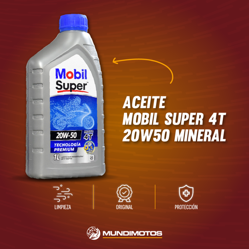 Aceite de Motor Mobil 20W50 Mineral Super 4 Tiempos